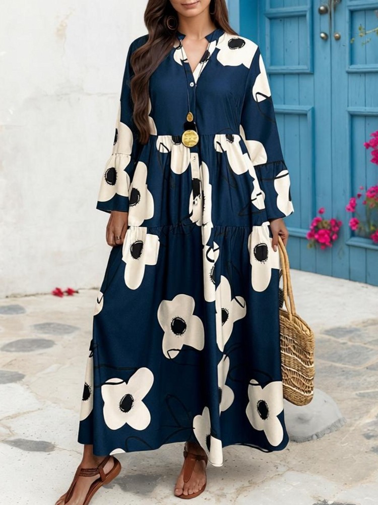 Midi Skirt Floral - Платья больших размеров XL-4XL для женщин: