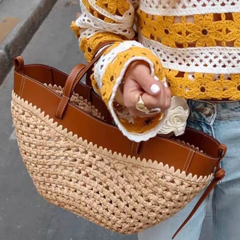 Брендовая полая тканая пляжная – обзор и цена Crochet Bag Raffia