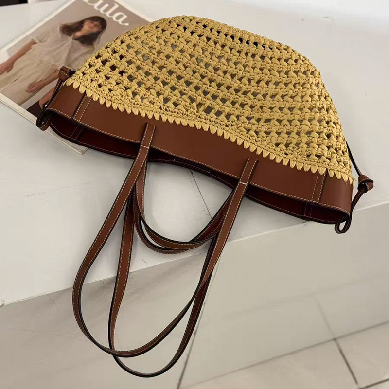 Брендовая полая тканая пляжная – обзор и цена Crochet Bag Raffia