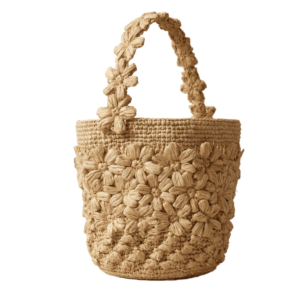 Женская летняя сумка-ведро из  – обзор и цена Crochet Bag Raffia